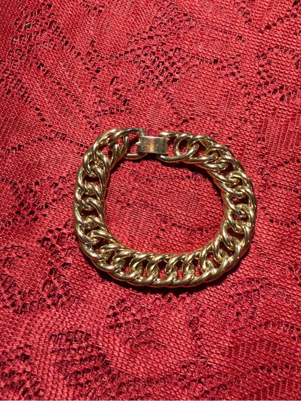 Vintage Gold Chunky Double Curb Link Bracelet Bold Statement Bracelet